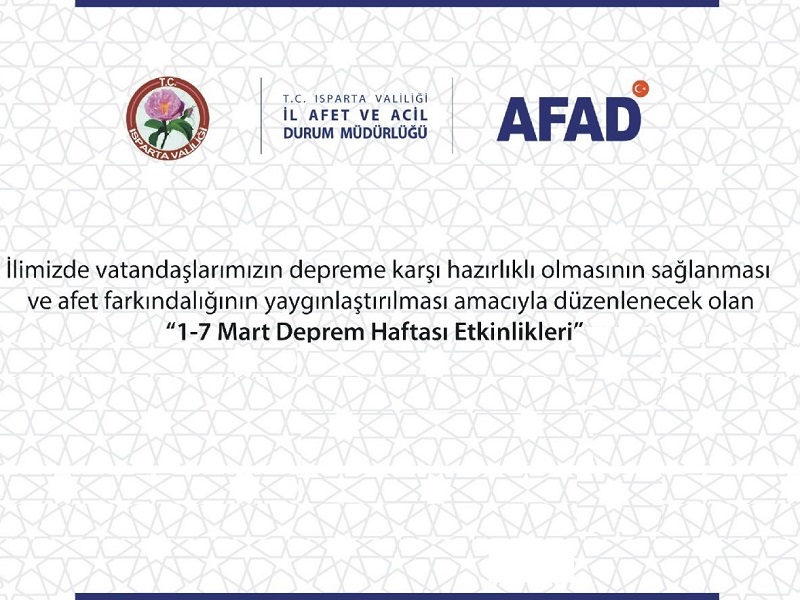 Isparta İl AFAD Müdürlüğü  "Cumhuriyetimizin 100. Yılında Türkiye Depremleri Konferansı"  Düzenledi.